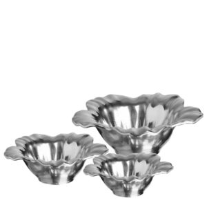 Loja Casa Canto - Centro de Mesa - Centro de Mesa 3un Flor aluminio Escovado 35, 30, 25cm Metal Flor