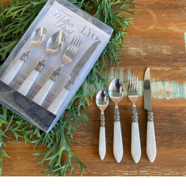 Loja Casa Canto - Faqueiro 24 peças - Faqueiro Mother Pearl Marfim aço Inox 24pç Lyor