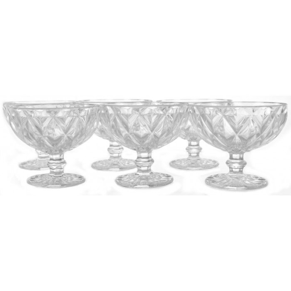 Loja Casa Canto - Taças de Vidro - Jogo Taças Sobremesa Diamond Transparente