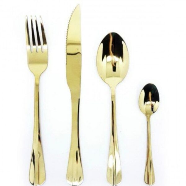 Loja Casa Canto - Faqueiro 24 peças - Faqueiro Positano Dourado aço Inox 24pç Lyor