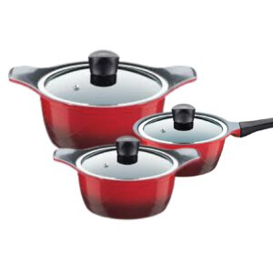 Loja Casa Canto - Jogo de Panelas com Revestimento Antiaderente - Jogo Panelas Colour Cook Vermelha 4.5ml 3peças Brinox