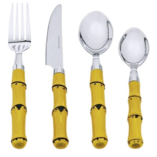 Loja Casa Canto - Faqueiro 48 peças - Faqueiro Cabo Bambu aço Inox 54pç Premium