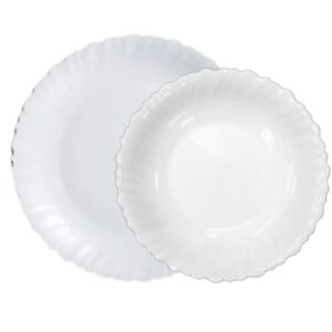 Loja Casa Canto - Pratos Avulsos - Jogo Pratos Rasos Fundos Vidro Opaline 12un Feston