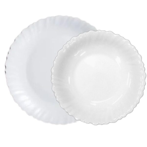 Loja Casa Canto - Pratos Avulsos - Jogo Pratos Rasos Fundos Vidro Opaline 12un Feston