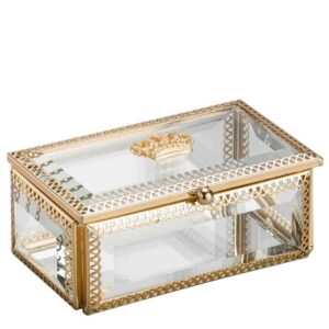 Loja Casa Canto - Porta Joias - Porta Joia Vidro Zamac Dourado 12, 5×7, 5×5, 5cm da Lyor