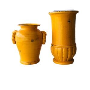 Loja Casa Canto - Vasos - Vaso Decorativo Cerâmica amarela 21cm 27cm altura, 2un ZigHome