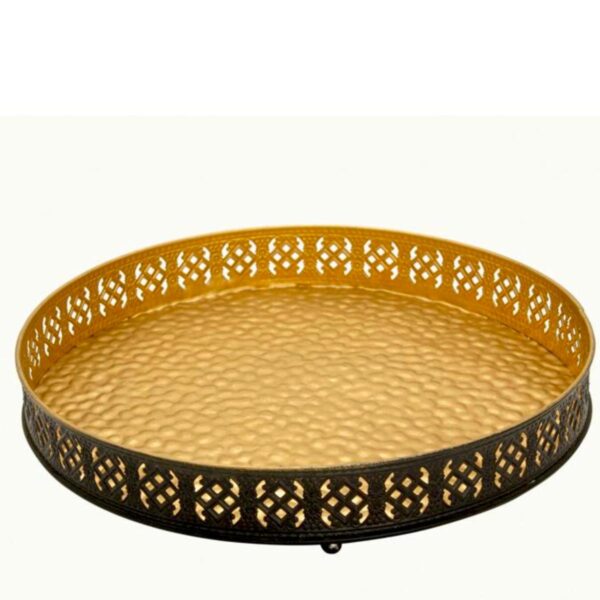 Loja Casa Canto - Bandeja de Madeira e Espelho - Bandeja Metal diâmetro 37cm Decor Concepts Premiere