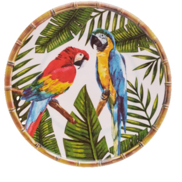 Loja Casa Canto - Pratos Avulsos - Jogo Pratos Rasos 27cm Estampa arara Melamina 6un BonGourmet