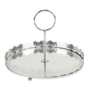 Loja Casa Canto - Prato para Bolo - Prato para Doces Metal Espelho D.30X25cm BTC