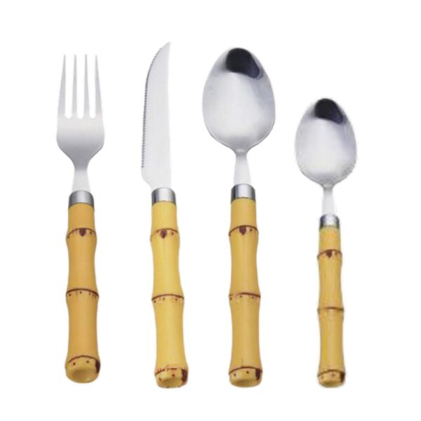 Loja Casa Canto - Faqueiro 24 peças - Faqueiro Bambu aço Inox 24pç Caiax Presente Premium