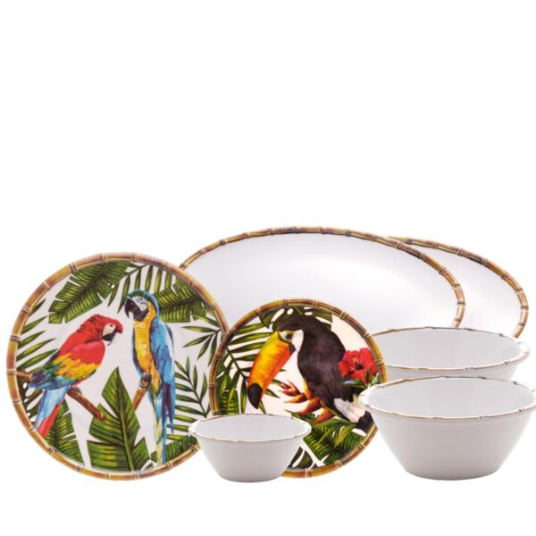 Loja Casa Canto - Baixela de Jantar - Baixela Serviço Jantar 22pç Estampa arara Melamina Gourmet
