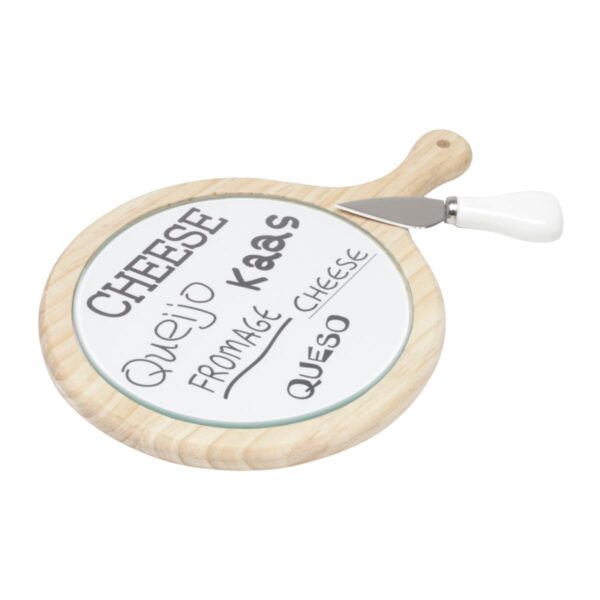 Loja Casa Canto - Tábua para Alimentos - Tábua para Queijo Madeira com Vidro Temperado Faca aço Inox 28.5x21x1.5cm Lyor
