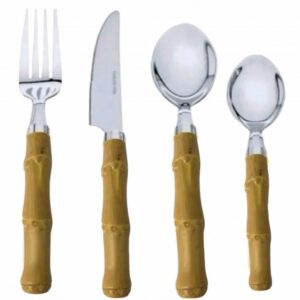 Loja Casa Canto - Faqueiro 24 peças - Faqueiro 24pç aço Inox com Cabo Plástico Bambu