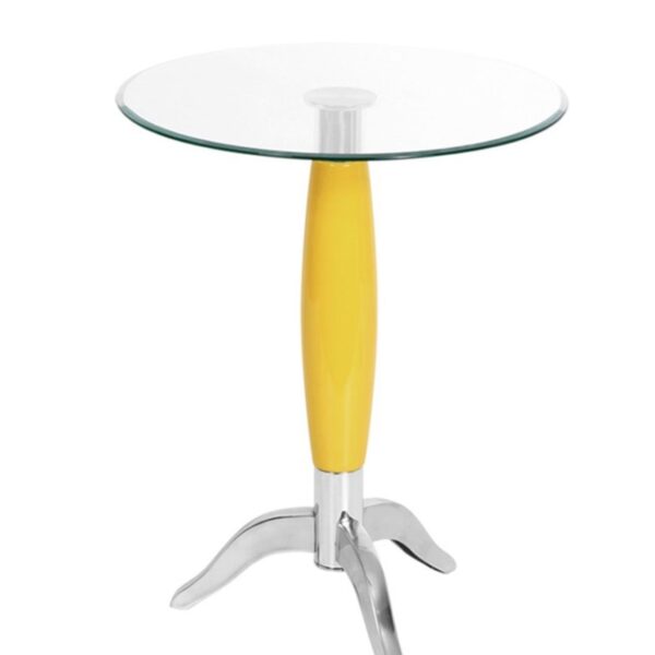 Loja Casa Canto - Mesa - Mesa apoio Tripe Madeira amarela Tampo Vidro 55x70cm arte Móveis