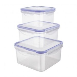 Loja Casa Canto - Potes e Baleiros - Jogo Potes Plástico Hermeticos com 3pç 1,5L, 750ml 500ml Lin Ran