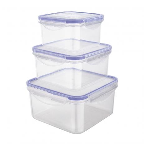 Loja Casa Canto - Potes e Baleiros - Jogo Potes Plástico Hermeticos com 3pç 1,5L, 750ml 500ml Lin Ran