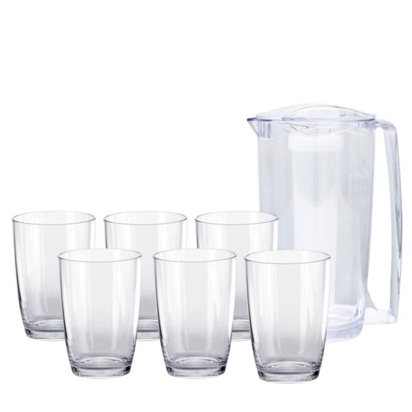 Loja Casa Canto - Jogo de Copos e Jarra - Jogo Jarra Copos acrílico Natural Martiplast