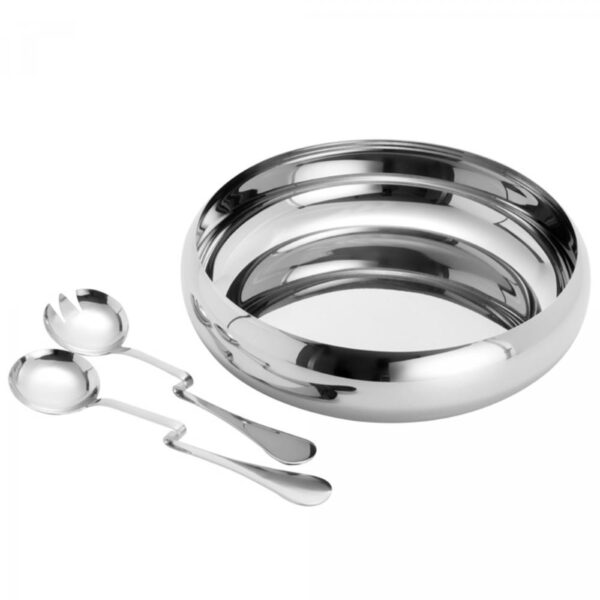 Loja Casa Canto - Saladeiras e Tigelas - Saladeira Redonda Inox com Talheres 37×9, 5cm – Wolff