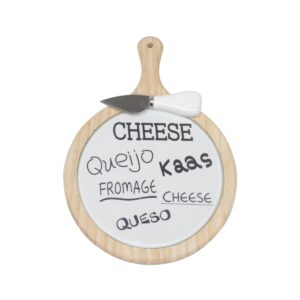 Loja Casa Canto - Tábua para Alimentos - Tábua para Queijo Madeira com Vidro Temperado Faca aço Inox 28.5x21x1.5cm Lyor