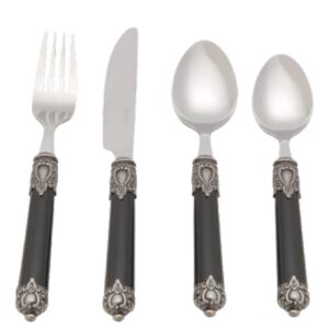 Loja Casa Canto - Faqueiro 24 peças - Faqueiro Madras Marfin Preto aço Inox 24pç Wolff