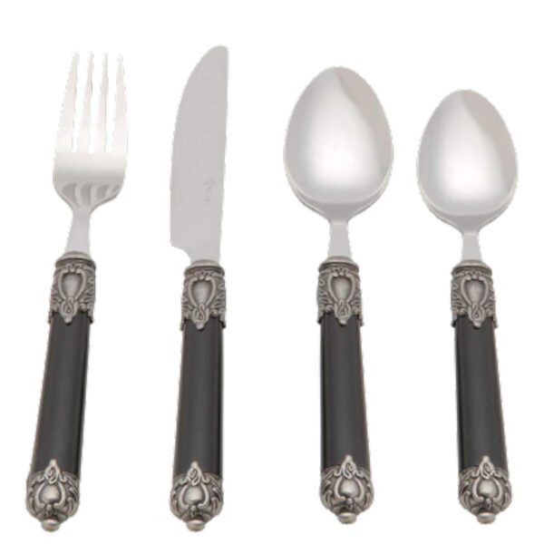 Loja Casa Canto - Faqueiro 24 peças - Faqueiro Madras Marfin Preto aço Inox 24pç Wolff