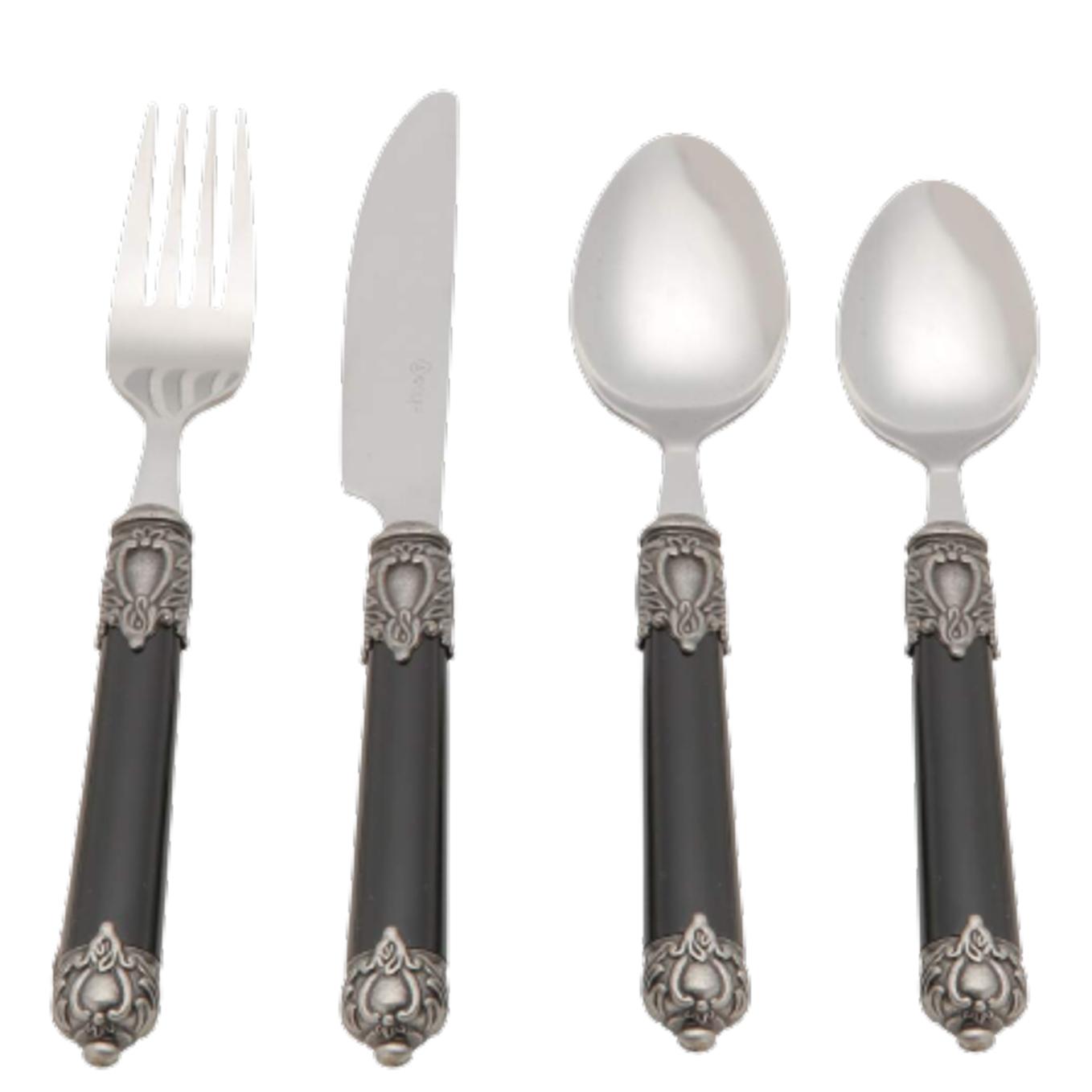 Loja Casa Canto - Faqueiro 24 peças - Faqueiro Madras Marfin Preto aço Inox 24pç Wolff