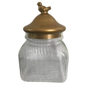 Loja Casa Canto - Potes e Baleiros - Pote Vidro 5L Canelado com Tampa Vidro Dourado 15.5×26.5cm Btc