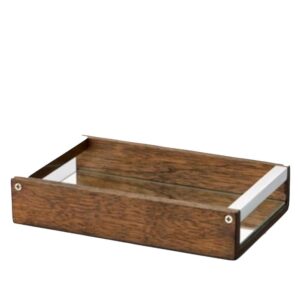 Loja Casa Canto - Bandeja de Madeira e Espelho - Bandeja Imbuia com Espelho abertura, alça 23x15x4cm Woodart