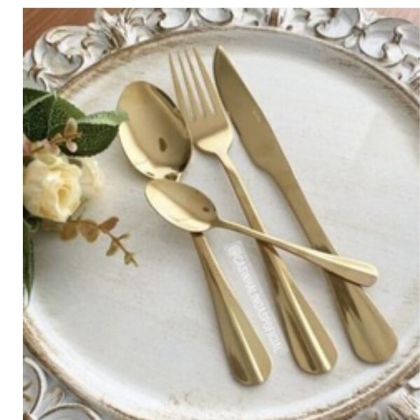 Loja Casa Canto - Faqueiro 24 peças - Faqueiro Positano Dourado aço Inox 24pç Lyor