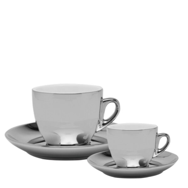 Loja Casa Canto - Xícaras de Chá e Café - Jogo Xícaras Porcelana Cha Café Prata Versa 12un Wolff