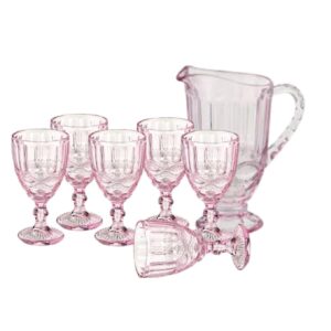 Loja Casa Canto - Jogo de Taças e Jarra - Jogo Jarra e Taças Laço 7pç Quartzo Rosa