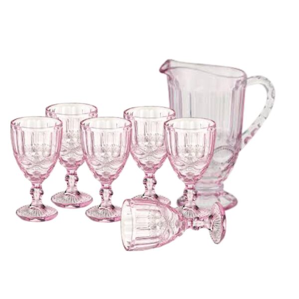 Loja Casa Canto - Jogo de Taças e Jarra - Jogo Jarra e Taças Laço 7pç Quartzo Rosa