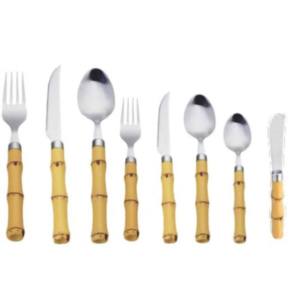 Loja Casa Canto - Faqueiro 48 peças - Faqueiro Cabo Bambu aço Inox 54pç Premium