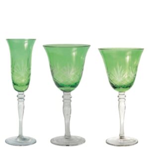 Loja Casa Canto - Taças Lapidadas - Jogo Taças Lapidadas Verde Vidro Italiano 18un BTC