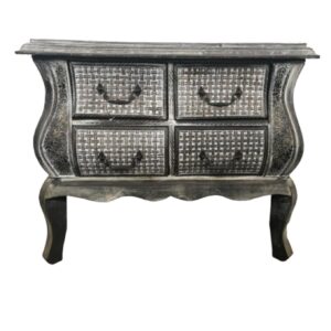 Loja Casa Canto - Cômoda Design - Comoda Madeira Rattan 4 Gavetas 72x43x62cm Xilya