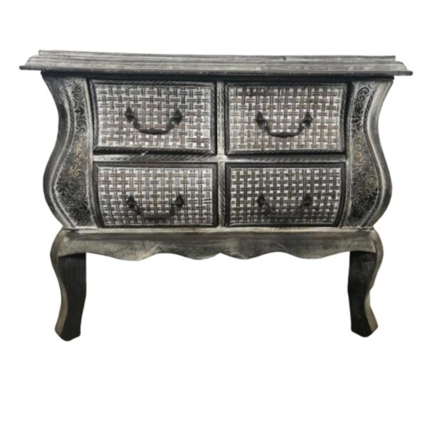 Loja Casa Canto - Cômoda Design - Comoda Madeira Rattan 4 Gavetas 72x43x62cm Xilya