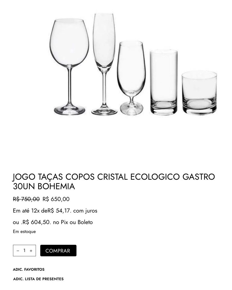 Lista de casamento - adicionar à lista