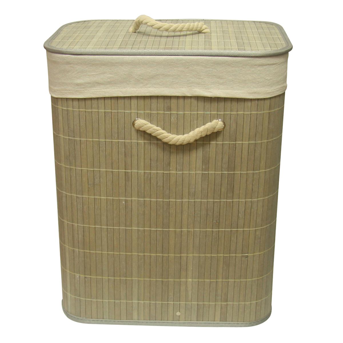 Loja Casa Canto - Lavanderias - Cesto Roupa Bambu com Tampa 40x30x50 Mimo Style