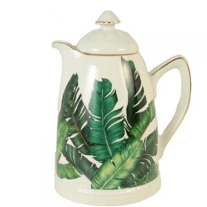 Loja Casa Canto - Garrafas Térmicas - Garrafa Térmica Folhas Porcelana Off White 750ml Ishela