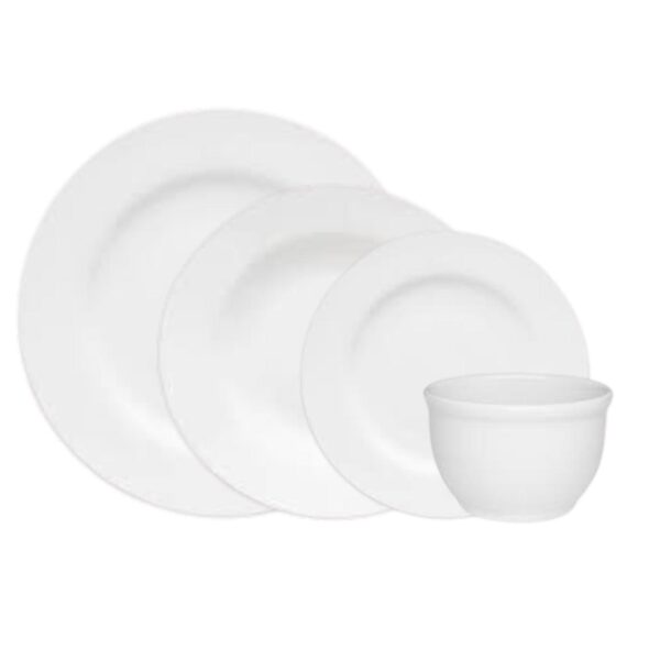 Loja Casa Canto - Aparelho de Jantar 06 pessoas - aparelho de Jantar 24pç com aba Porcelana Branca Oxford