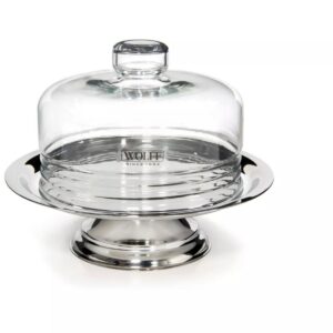 Loja Casa Canto - Prato para Bolo - Prato para Bolo Inox com Tampa Vidro Elegance 23cm Wolff
