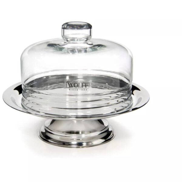 Loja Casa Canto - Prato para Bolo - Prato para Bolo Inox com Tampa Vidro Elegance 23cm Wolff