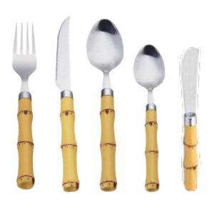 Loja Casa Canto - Faqueiro 24 peças - Faqueiro Bambu aço Inox 30pç Premium