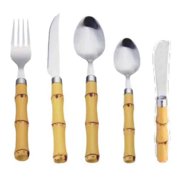 Loja Casa Canto - Faqueiro 24 peças - Faqueiro Bambu aço Inox 30pç Premium