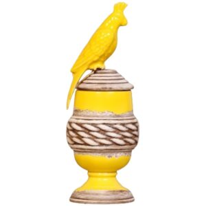 Pote com Tampa Calopsita Amarelo 37,5x13cm Novo Tempo