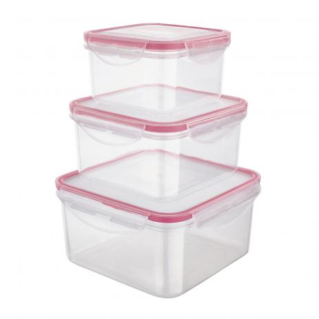 Loja Casa Canto - Potes e Baleiros - Jogo Potes Plástico Hermeticos com 3pç 1,5L, 750ml 500ml Lin Ran