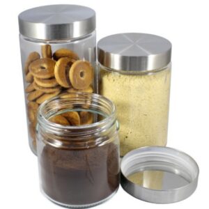 Loja Casa Canto - Potes e Baleiros - Jogo Porta Mantimentos Redondos Transparente Tampa 3un Dynasty