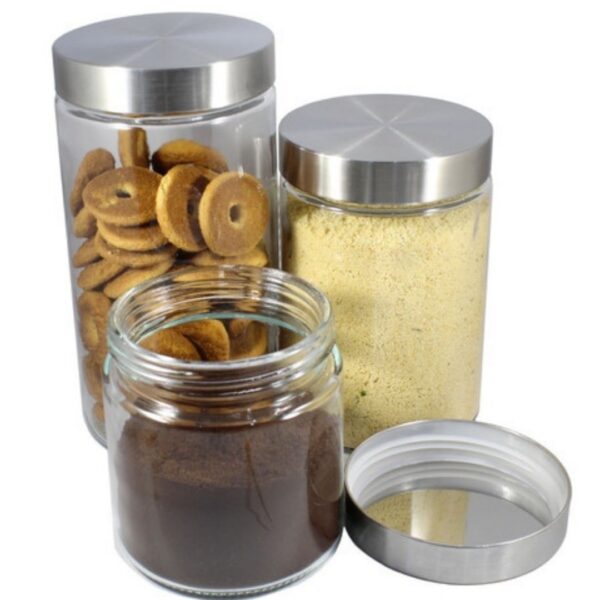 Loja Casa Canto - Potes e Baleiros - Jogo Porta Mantimentos Redondos Transparente Tampa 3un Dynasty