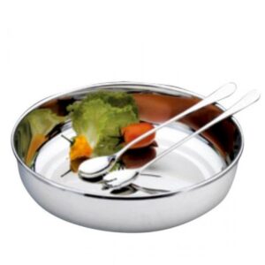 Loja Casa Canto - Saladeiras e Tigelas - Saladeira Redonda Inox com Talheres 37×9, 5cm – Wolff