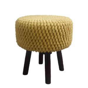 Loja Casa Canto - Puffs - Puff Croche amarelo com Pé Madeira Lé Crochet